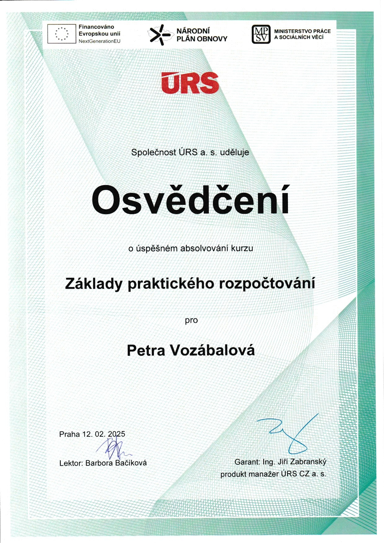 Osvědčení ÚRS